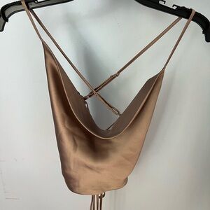 Garage silky tank top with tie up strings in back :)